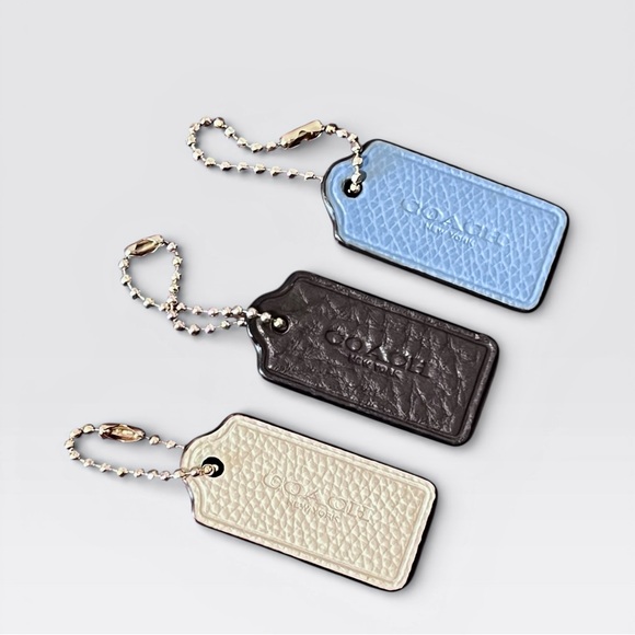 Coach Trio Bundle Pebble Leather Tags - Sky Blue, Dark Brown, Ivory - Picture 3 of 5
